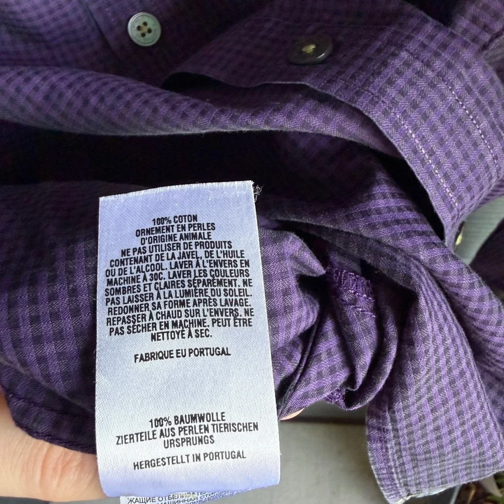 Ted Baker London Purple Check Dress Shirt 100% Cotton Button Front Size 4